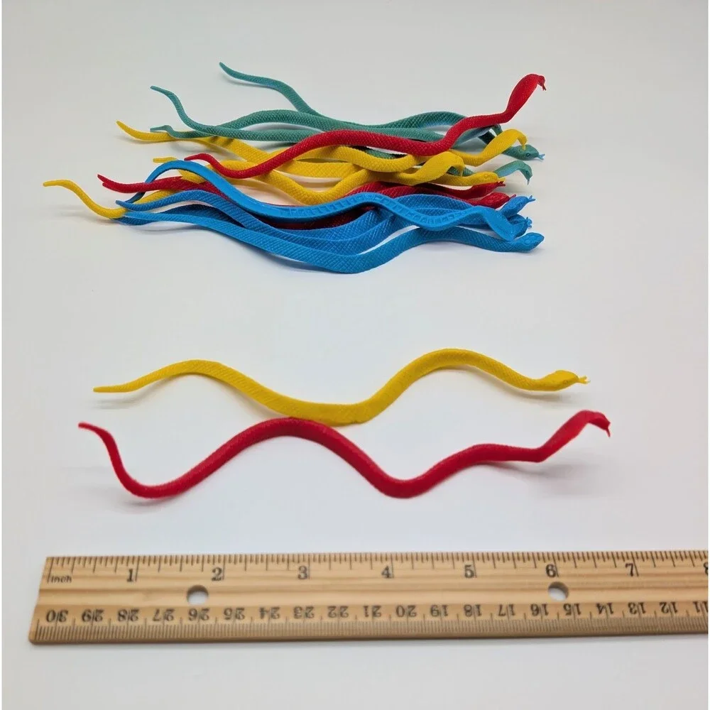 Lot Of 15 Hard Plastic Snakes Toys Party Favors Cake Toppers